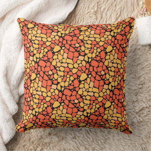 Mosaik abstraktes Muster Fliese gelb orange schwar Kissen