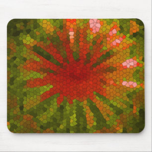 Mosaik-Abstraktes Tile in Reds und Grüntönen Mousepad