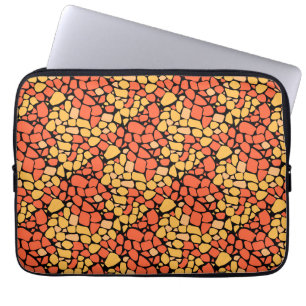 Mosaik-Abstraktmuster-Fliese gelb orange schwarz Laptopschutzhülle
