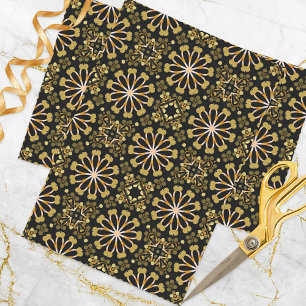 Mosaik Arabesque Gold und Schwarz Geometrisches Mu Seidenpapier