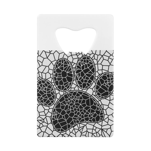 Mosaik Art Dog Paw Print in Schwarz-Weiß Geldbeutel Flaschenöffner (Rückseite)