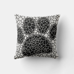 Mosaik Art Dog Paw Print in Schwarz-Weiß Kissen
