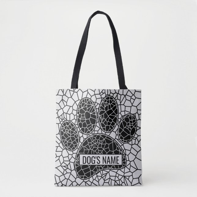 Mosaik Art Dog Paw Print in Schwarz-Weiß-Tasche B Tasche (Vorderseite)