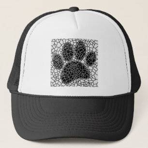 Mosaik Art Dog Paw Print in Schwarz-Weiß Truckerkappe