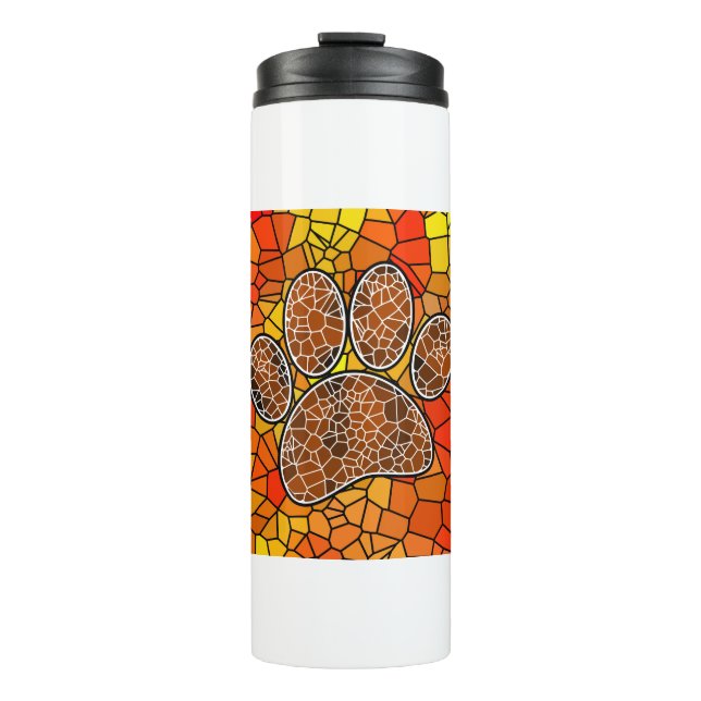 Mosaik Art Dog Paw Print Thermosbecher (Vorderseite)