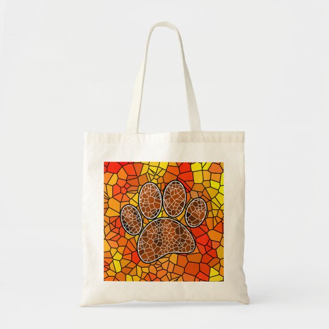 Mosaik Art Dog Paw Print Tragetasche (Vorne)