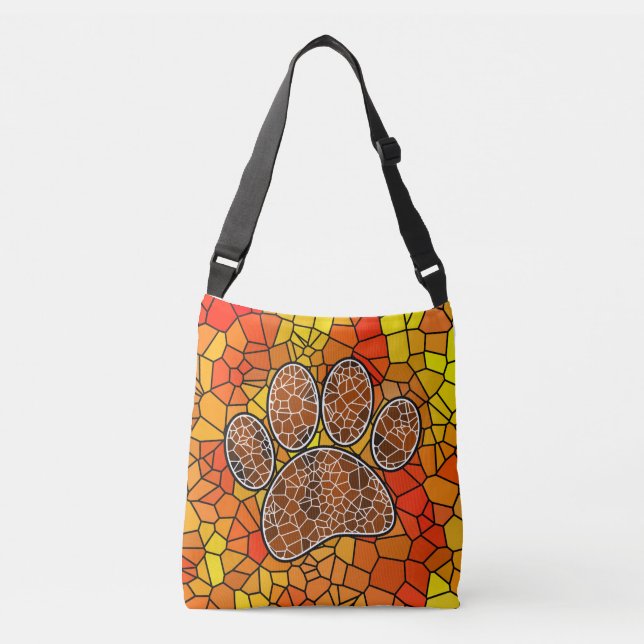 Mosaik Art Dog Paw Print\ Tragetaschen Mit Langen Trägern (Vorderseite)