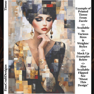 Mosaik-Art Stil einer glamourösen Frau EB7R Decoup Seidenpapier