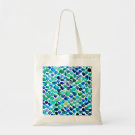 Mosaik aus blauem und grünem Glas Tragetasche