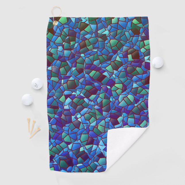 Mosaik aus geflecktem oder geräuchertem lila blau  golfhandtuch (Insitu)