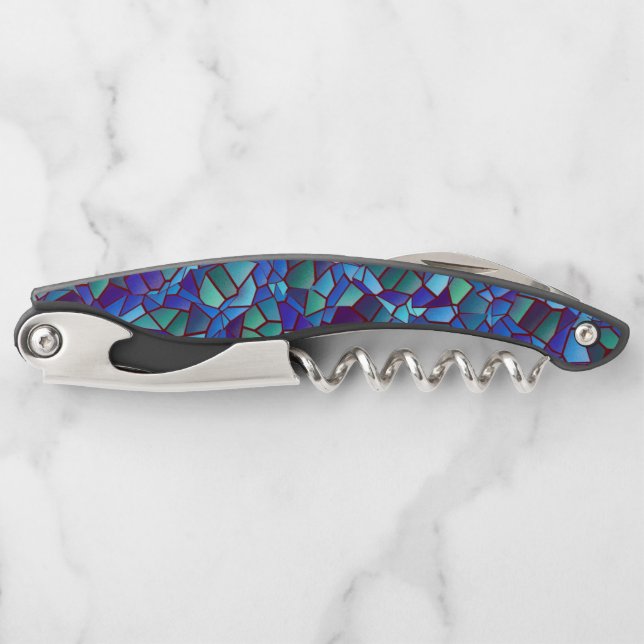 Mosaik aus geflecktem oder geräuchertem lila blau  kellnermesser (Vorderseite)