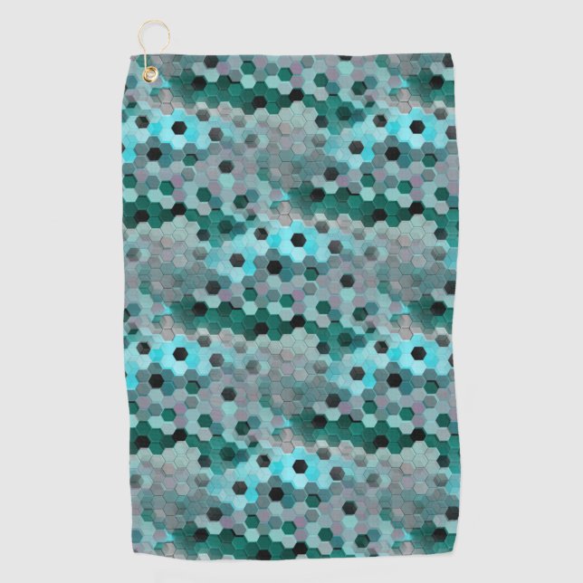 Mosaik aus Hexagonen oder Würfeln in Farbtönen cya Golfhandtuch (Vorderseite)