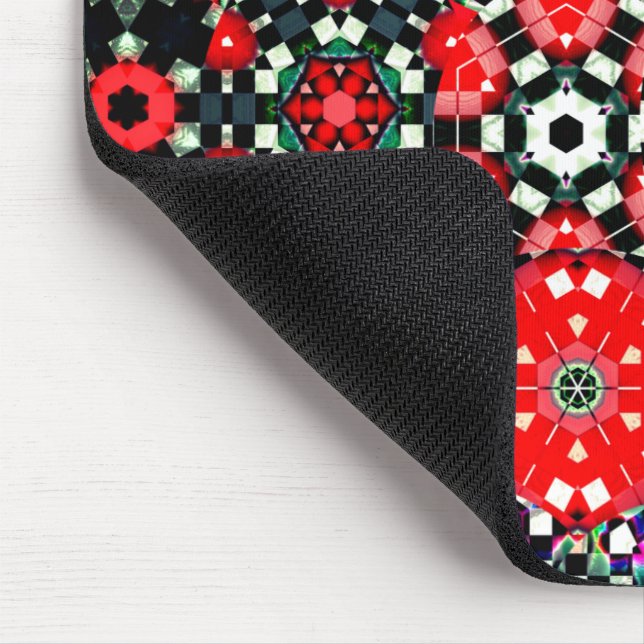 Mosaik aus Kaleidoskop-Hexagon, rot bis schwarz Mousepad (Ecke)
