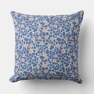 Mosaik blau beige abstraktes Muster Fliese Retro Kissen