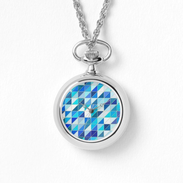 Mosaik - Blau- und Weißtöne Armbanduhr (Vorderseite)