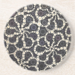 Mosaik Blume Petals Black Brown Tan Getränkeuntersetzer