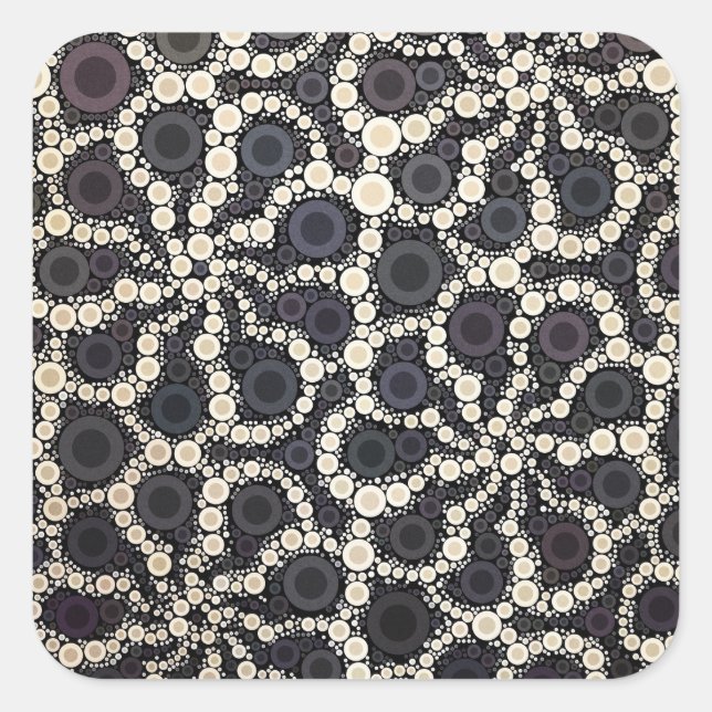 Mosaik Blume Petals Black Brown Tan Quadratischer Aufkleber (Vorderseite)