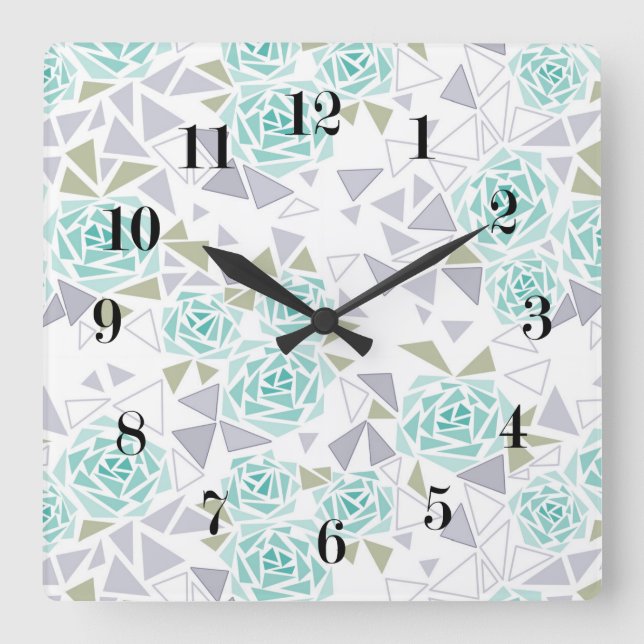 Mosaik, Blume Quadratische Wanduhr (Vorderseite)