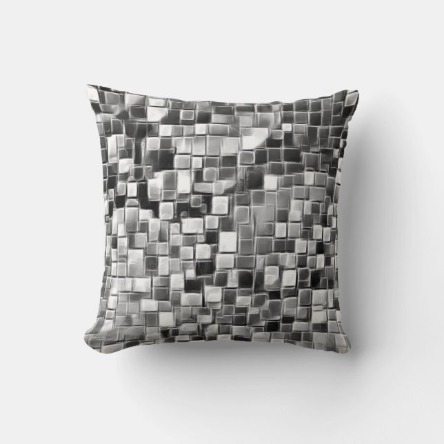 Mosaik Bubble Art / Schwarz & Weiß / Kissen (Vorderseite)