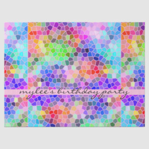 Mosaik-buntes Regenbogen-Rosa-Monogramm abstrakt Seidenpapier