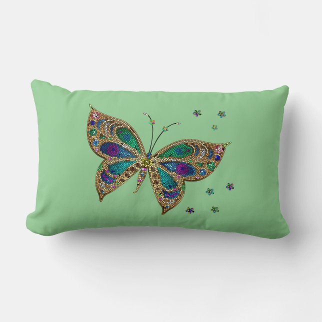 Mosaik Butterfly Green Lendenkissen (Vorderseite)