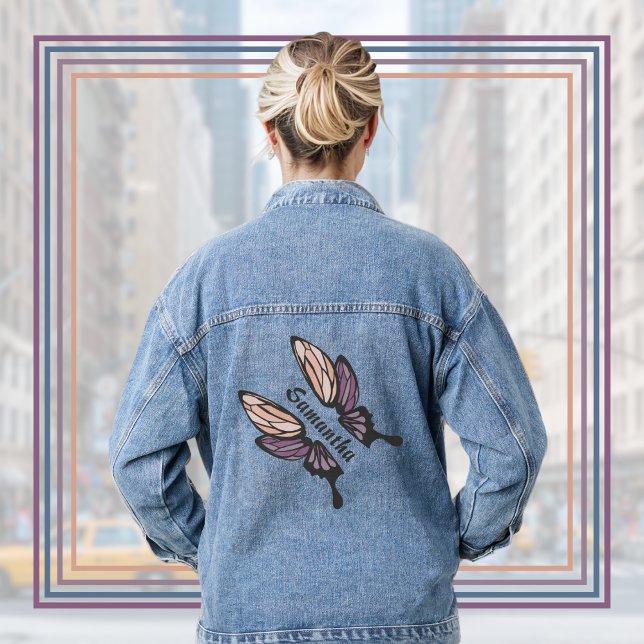 Mosaik Butterfly Individuelle Name Jeansjacke (Von Creator hochgeladen)