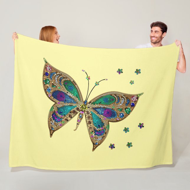 Mosaik Butterfly Yellow Fleecedecke (Beispiel)