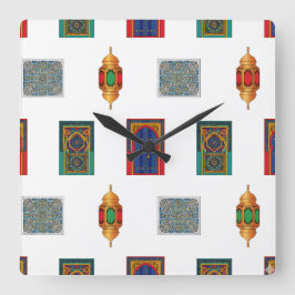 Mosaik der marokkanischen Türen und Laternen Quadratische Wanduhr
