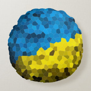 Mosaik der ukrainischen Flagge Rundes Kissen
