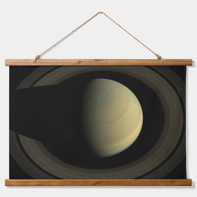 Mosaik des Planeten Saturn und seiner wichtigsten  Wandteppich Mit Holzrahmen (Vorne)