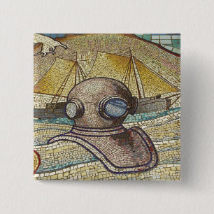 Mosaik eines alten Taucherhelms Button