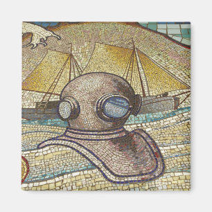 Mosaik eines alten Taucherhelms Magnet