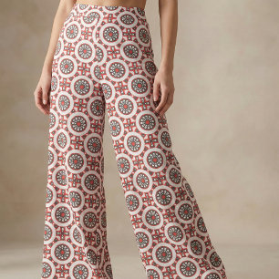 Mosaik Ethnic Geometric Red Grau Black & White Stoff
