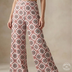 Mosaik Ethnic Geometric Red Grau Black & White Stoff