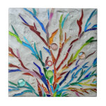 Mosaik Fliese<br><div class="desc">Diese einzigartige Keramik ist mit einem bunten,  rustikalen botanischen Mosaik dekoriert. Original Mosaik © Michele Davies.</div>