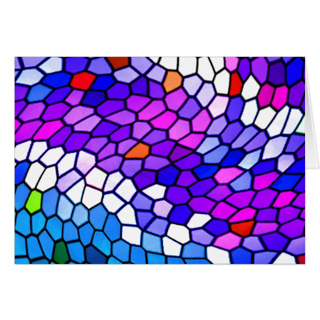 Mosaik-Fliesen-Muster-lila blaue rosa leere Karte (Vorderseite (Horizontal))