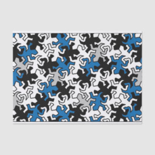 Mosaik Geckos Muster - blau Schwarz-weiß grau Seidenpapier