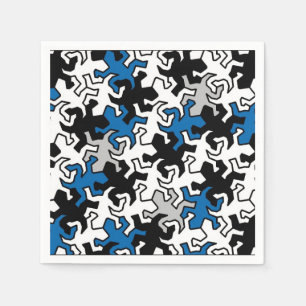 Mosaik Geckos Muster - blau Schwarz-weiß grau Serviette