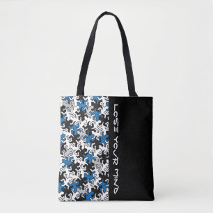 Mosaik Geckos Muster - blau Schwarz-weiß grau Tasche