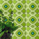Mosaik Geometric Fliese<br><div class="desc">Moderne,  lebendige Keramik Fliesen mit einem Mosaik-Muster aus geometrischen Formen in Kalkgrün,  Dunkelgrün,  Schwarz und Weiß.</div>