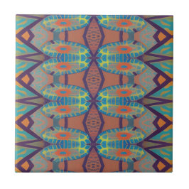 Mosaik geometrisch grün orange-violette Linien Fliese