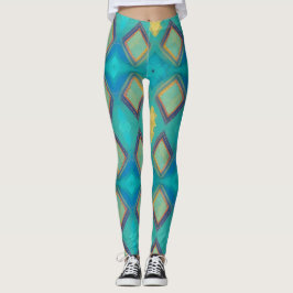 Mosaik geometrische Einrichtung türkisblaue Goldkü Leggings