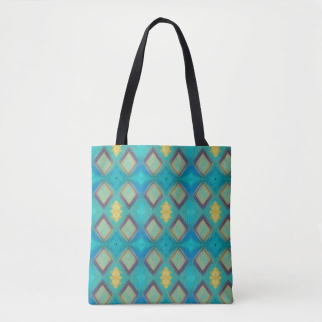 Mosaik geometrische Einrichtung türkisblaue Goldkü Tasche (Vorderseite)