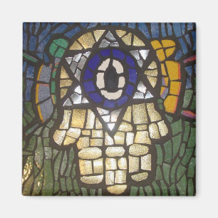 Mosaik Gold Hamsa mit Stern und dem bösen Auge Magnet