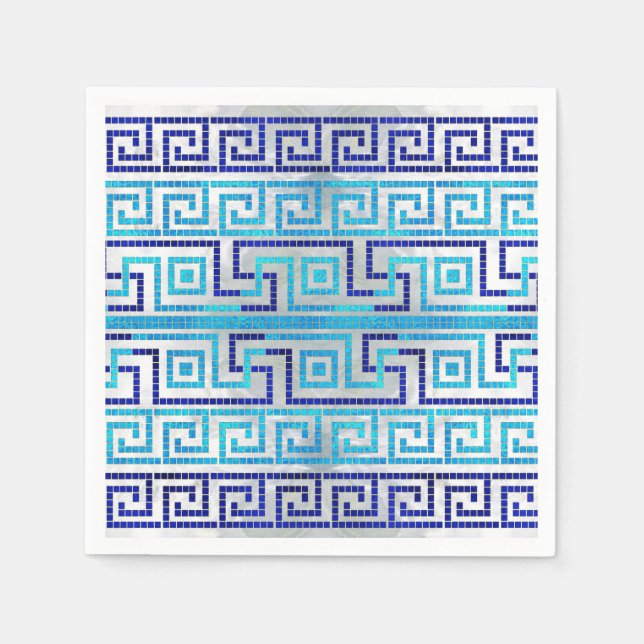 Mosaik Griechischer Meander griechisches Schlüssel Serviette (Vorderseite)