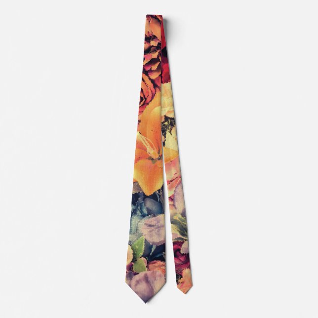 Mosaik Herbst Blume Krawatte (Vorderseite)
