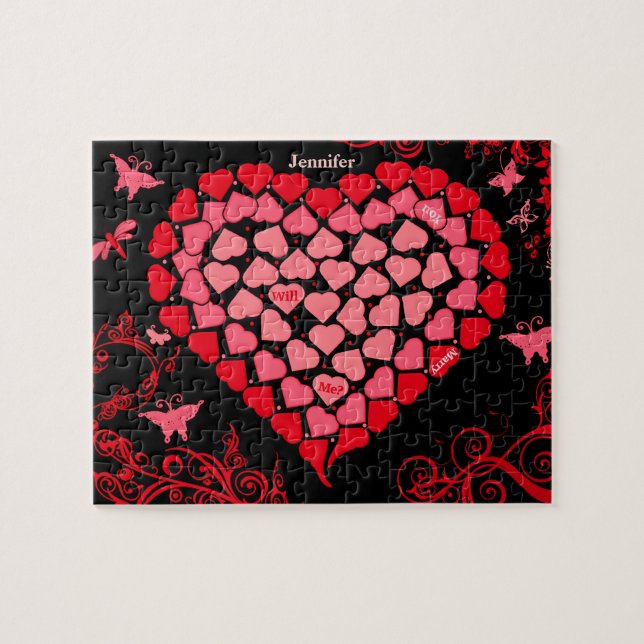Mosaik-Herz-Heirat-Antrag-Puzzlespiel (Horizontal)
