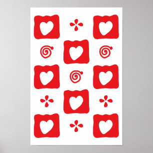 Mosaik-Herzfliesen Poster
