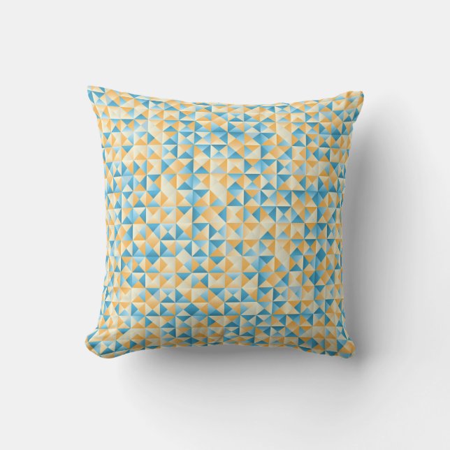 Mosaik in blau und orange kissen (Vorderseite)