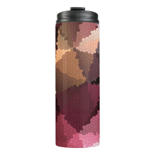 Mosaik in braun-rosa und gelben Farben Thermosbecher (Vorderseite)
